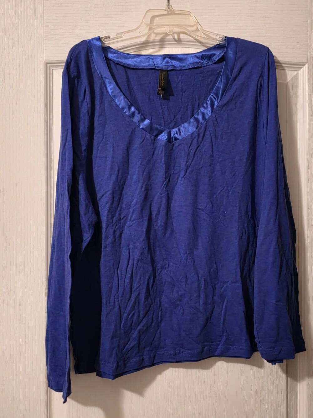 NWOT Nouveau By Pajama Drama Long Sleeve V-Neck Top Size 3X Royal Blue